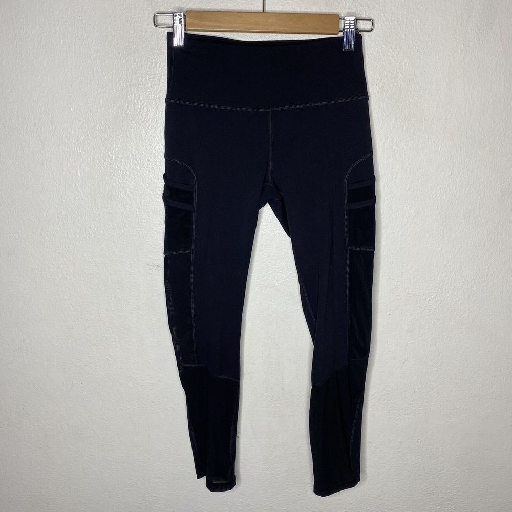 Savvi Black Cropped Mesh‎ Side Legging Womens XS